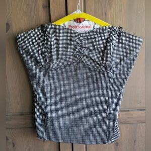 Women's Black and White Checkered Top